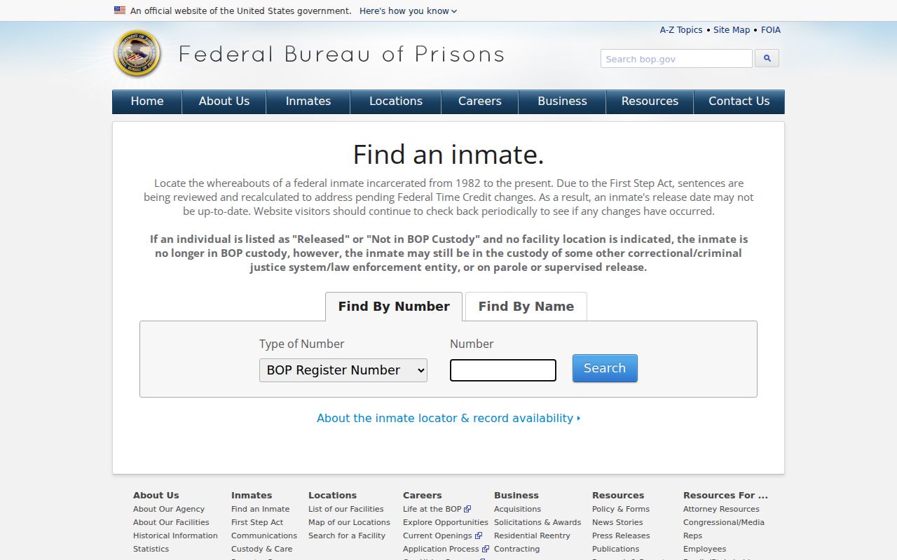Lincoln County criminal case custody research through the federal prisoner locator